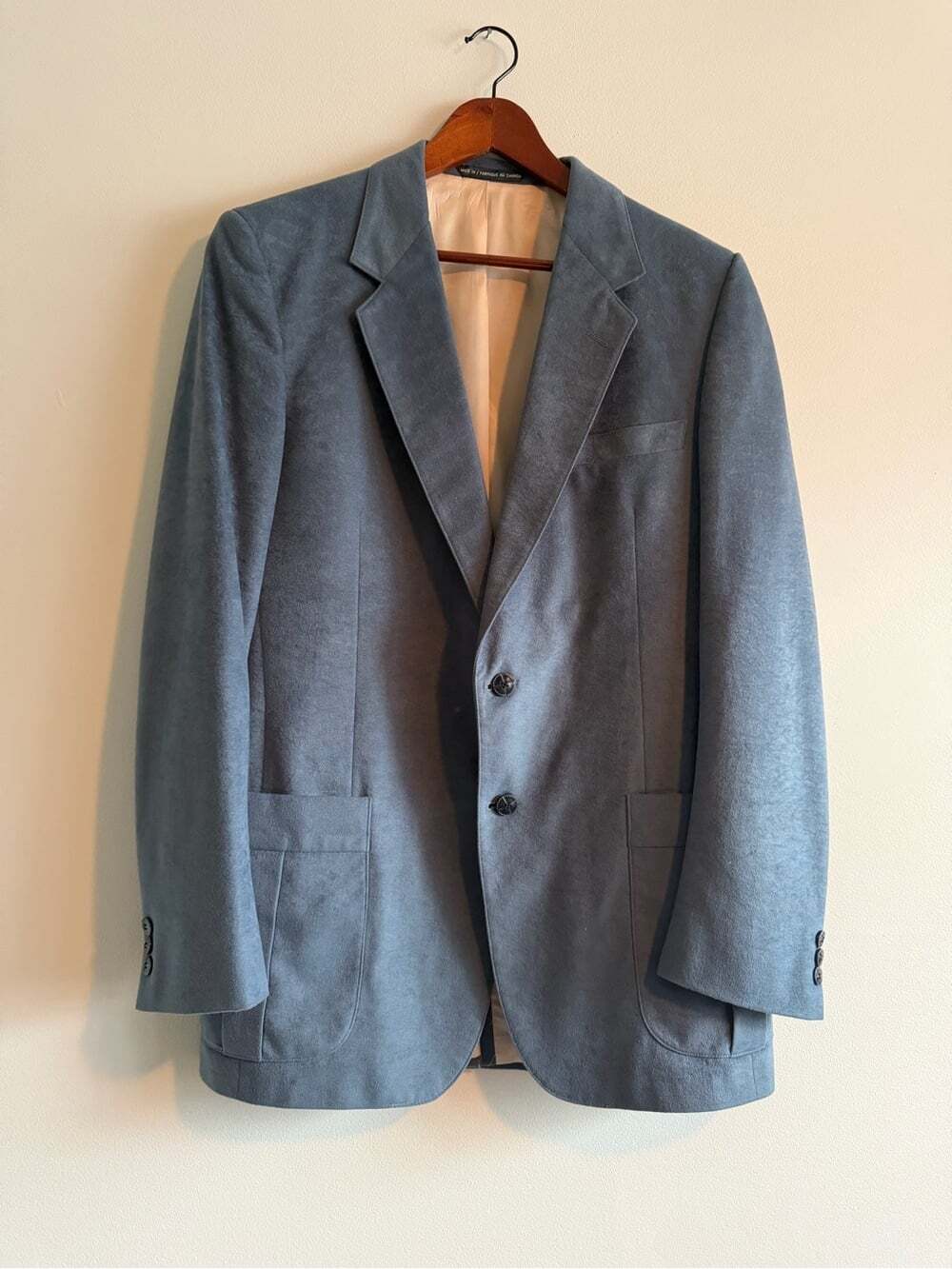 Vintage Sears Powder Blue Faux Suede Blazer 42 - Picture 2 of 13